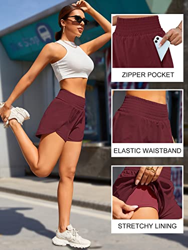 Image of BMJL Women's Athletic Shorts High Waisted Running Shorts Pocket Sporty Shorts Gym Elastic Workout Shorts