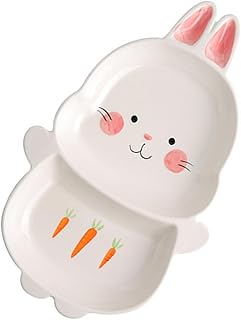 Hohopeti Terno Infantil Prato Infantil Pratos Infantis Bebê Crianças Divididos Prato De Comida Talheres De Bebê Prato De Cerâmica Talheres De Cerâmica Para Crianças Prato De Coelho Prato