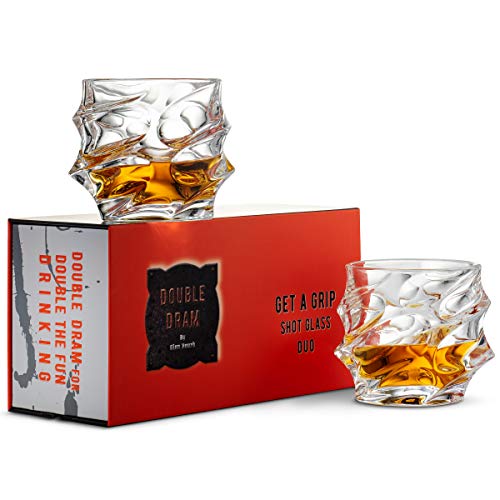 Premium Crystal 11 Oz. Whisky Glasses Set Of 2 | Fun "Get A Grip" Design Makes Prime Men's Corporate Gift Idea For Christmas Holiday | For Whiskey, Tequila, Vodka, Rum | Dishwasher Safe - Double Dram #TOP1