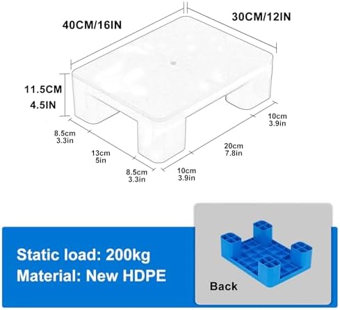 Durable Waterproof Plastic Pallets & Dunnage Rack, Lightweight Wear-Resistant Storage Pad for Cargo, Oil Drums, Supermarkets & Warehouses - Blue 60x60cm/24x24in