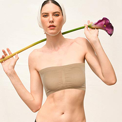 Time And River Padded Tube Bra For Women, Breathable Comfy Strapless Basic Bandeau Sports Bra Strapless For Women Student Tube Top Bra Strapless Crop Tops For Women 3 Packs Black Beige White, Xxxl #TOP2