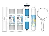 5 pc RO Water Filter Replacement Set, 5-Stage 1-Year, Reverse Osmosis Under-Sink Drinking System RODI Filtration Kit by PUROFLO