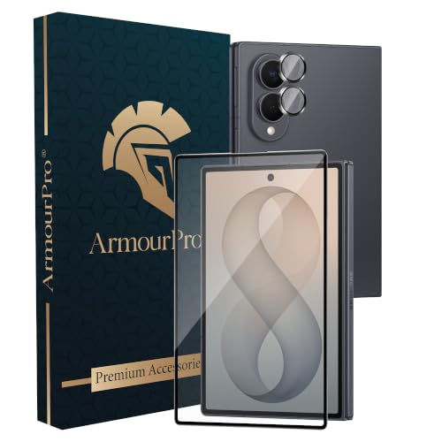 Image of ArmourPro Edge to Edge Tempered Glass for Samsung Galaxy Z Fold 8 with Black Camera Ring Guard, 9H Screen Protector, Anti-Scratch, Anti-Fingerprint, Bubble-Free Installation Kit