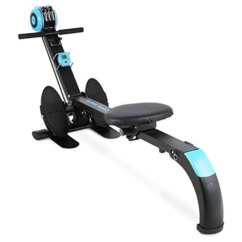 CAPITAL SPORTS Stringmaster - Rowing Machine, Rowing Machines, Body Sculpture Rowing Machine, Full Body (100 kg Foldable, Space Saving, Training Computer) Anthracite/Blue Cover