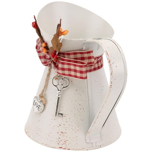 BESTonZON Secchio di Ferro per Fiori Retrò Beige Vaso Decorativo per Piante Secchio per Piantare Antiruggine e Resistente per Arredamento Casa e Giardino