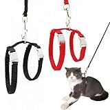 Cat Harness and Leash Sets, Adjustable Escape-Proof Cat Leash for Kitty & Small Pet, Soft Nylon Kitten Harness for Outdoor Walking, Travel and Vet Visits(Black 2PCS)