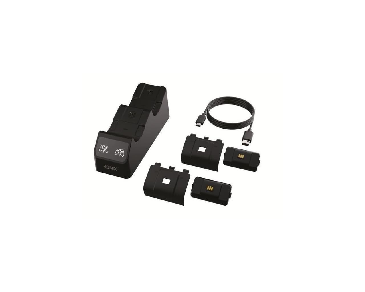Konix Mythics Double Station de Charge pour manettes Xbox Series X|S - 2 Piles Rechargeables Haute capacité incluses - Noir