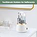 Toothbrush Holders for Bathrooms,Rotating 5-Slot with Cover and Draining Water,Kids Electric Toothbrush Holder and Toothpaste Stand Storage for Bathroom Accessories Counter Organizer Vanity