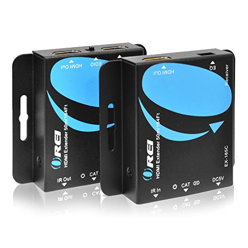 HDMI Extender Over CAT5/CAT6 by OREI with IR Upto 164 Feet - Loop Out - 1080P Full HD Signal Distribution (EX-165C+)