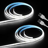 Aclorol COB LED Strip Lights 5V Cold White 6000K 3FT LED Light Strip High Density and Bright Under Cabinet Tape Light for Bedroom Bedframe Kitchen Sideboard Lighting Project 320LEDs/M (2 Pack)