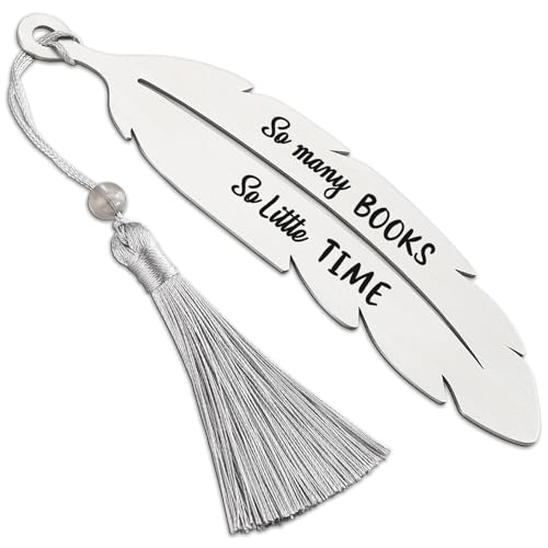 Marcapáginas creativo de regalo de mamá a hija, tantos libros tan poco tiempo, regalos de regreso a clases para hija hijo, regalo de graduación para estudiantes, marcador de plumas de metal VBK211