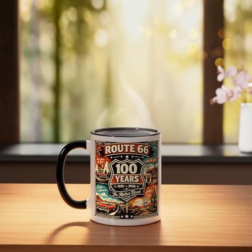 Taza cerámica vintage Route 66 11 onzas negro/blanco miniatura 3