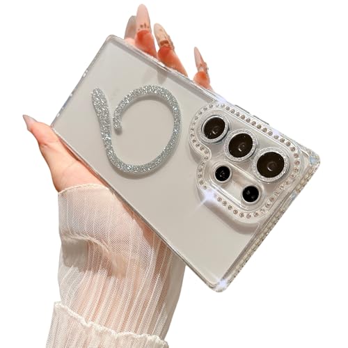 HJXFlying �K�p Samsung Galaxy S24 Plus �P�[�X�A[Magsafe �Ή�] ���� �V���R�� ���� �}�O�l�b�g �͗l �O���b�^�[ ���C���X�g�[�� �o���p�[ �ی�J�o�[ ���f�B�[�X �������� - �V���o�[