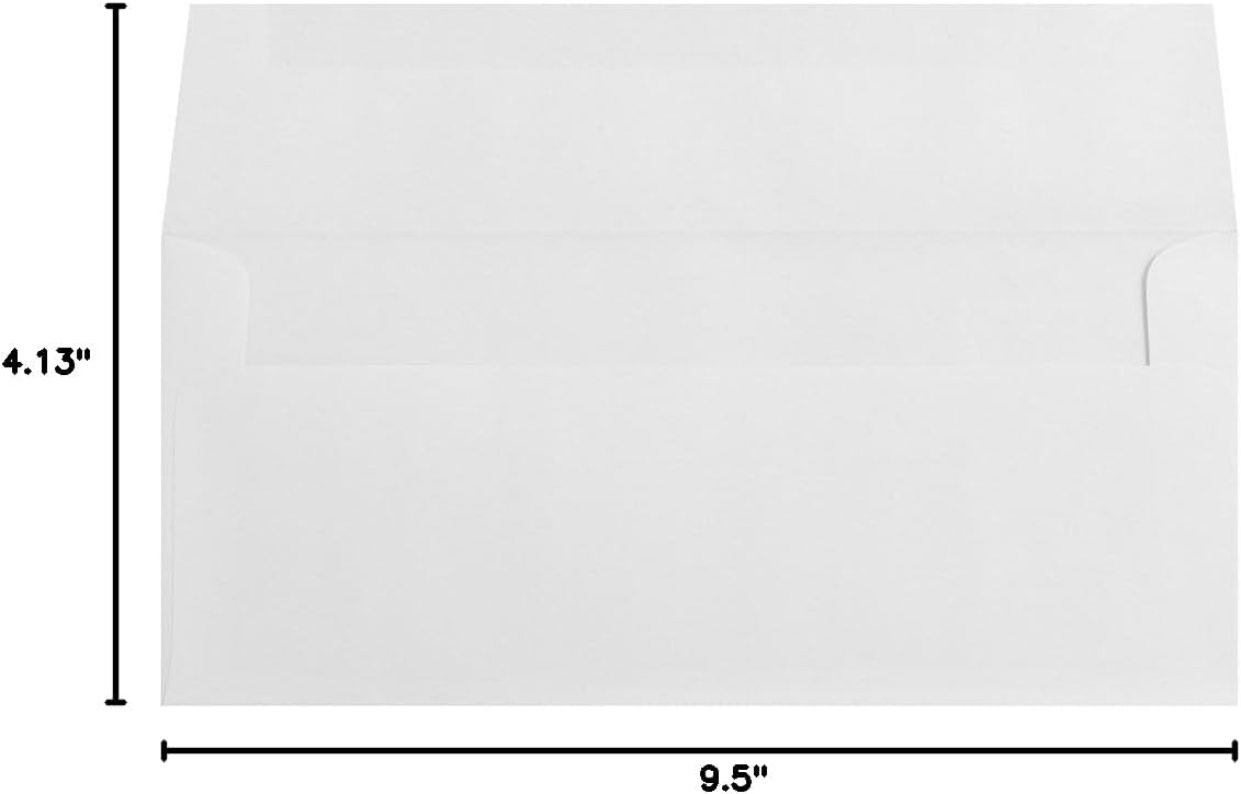 JAM PAPER #10 Business Strathmore Envelopes - 4 1/8 x 9 1/2 - Bright White Wove - Bulk 250/Box