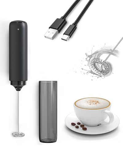 Mousseur à Lait Électrique, Rechargeable Mousseur a Lait, Portable Mini Mixeur pour Café/Café au Lait/Cappuccino/Chocolat Chaud (Rechargeable)