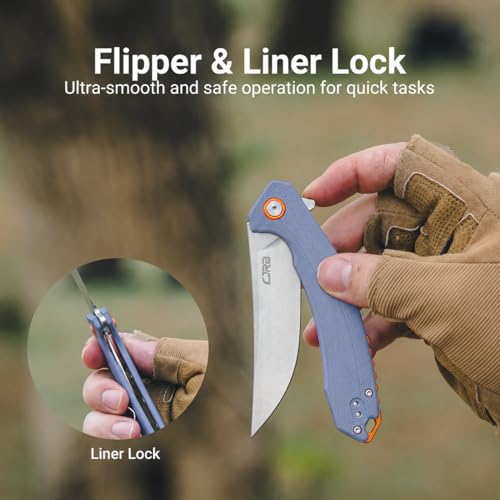 Image of CJRB Gobi Folding Knife with 3.5'' AR-RPM9 Steel, EDC Knife with G10 Handle for Outdoor Survival Camping Hiking Fishing (J1906)
