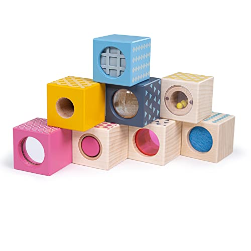 Image of Bigjigs Toys FSC Certified Sensory Blocks, Wooden Sensory Toys for 1 2 3 Year Olds