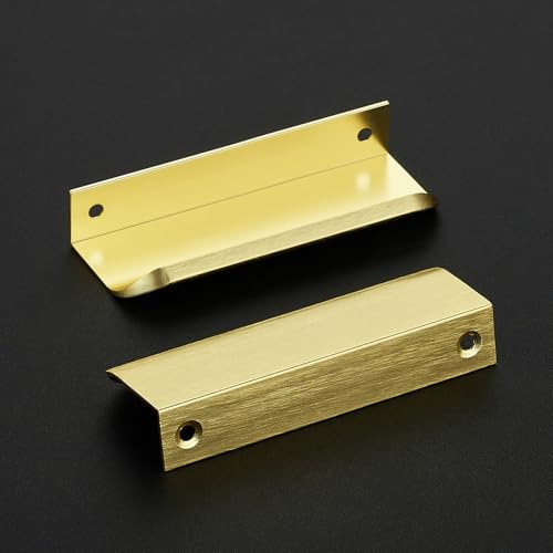 Image of Ravinte Hardware Gold Cabinet Handles Finger Edge Pulls 4 Inch CC 10 Pack