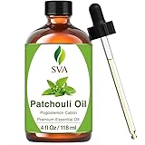 SVA Organics Patchouli Oil 4 Oz 100% Pure & Natural, Steam Distilled Therapeutic Grade for Skin Care, Hair Care, Body Massage, Aromatherapy