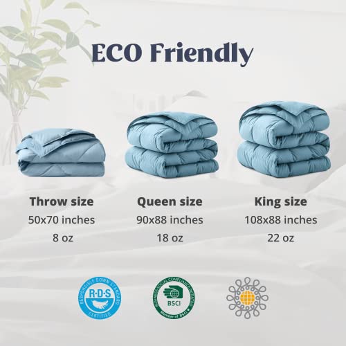 Puredown®Down Blanket King Size, Lightweight Down Throw For Indoor And Outdoor, Soft Comforter For Bed Couch, Medium Warm And Fluffy, Blue (108" X 88") #TOP4