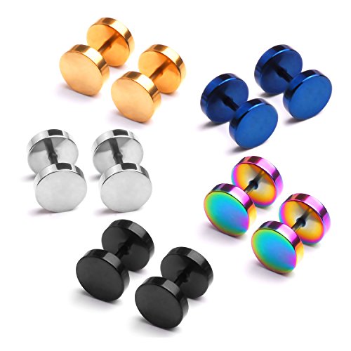 316L Surgical Stainless Steel Stud Earrings for Men Women Hypoallergenic Earrings Ear Piercing Punk Style