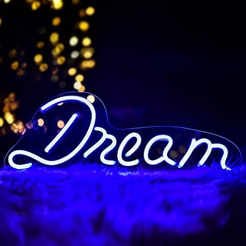 Koicaxy Neon Sign, “Dream” Led Neon Light Wall Light Led Wall Decor, Battery or USB Powered Light Up Acrylic Neon Sign for Bedroom, Kids Room, Living Room, Bar, Party, Christmas, Wedding Cover