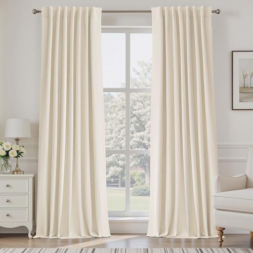 UHITECH Living Room Blackout Curtains 90 Inch Length 2 Panels Set Farmhouse Curtain for Bedroom Black Out Outdoor Privacy for Nursery Rod Pocket 100% Light Blocking Drapes for Kids