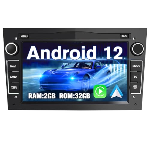 AWESAFE Android 12 Autoradio für Opel 2 DIN Radio mit Navi, Carplay unterstützt DAB+ WiFi Bluetooth MirrorLink 7 Zoll Bildschirm FM Radio - Schwarz