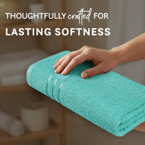 Image of MYTRIDENT Bath Towel | Comfort Living | Quick Drying | Travel Friendly | for Men /Women | 1 Piece Large Size | 100% Cotton 400 GSM | 70 x 140 cms - Sea Green