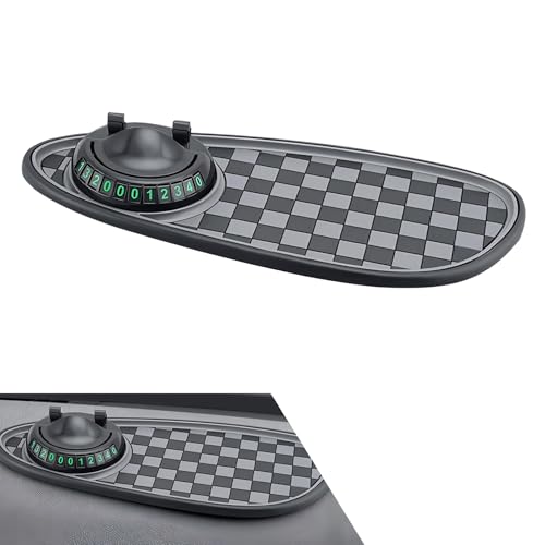 Zosgrew 1 PC Car Anti-slip Mat Multifunctional Dashboard Phone Holder Dashboard Organizer Pad with Hidden Parking Number Universal Dashboard Accessories for Most Cars (Black #1)