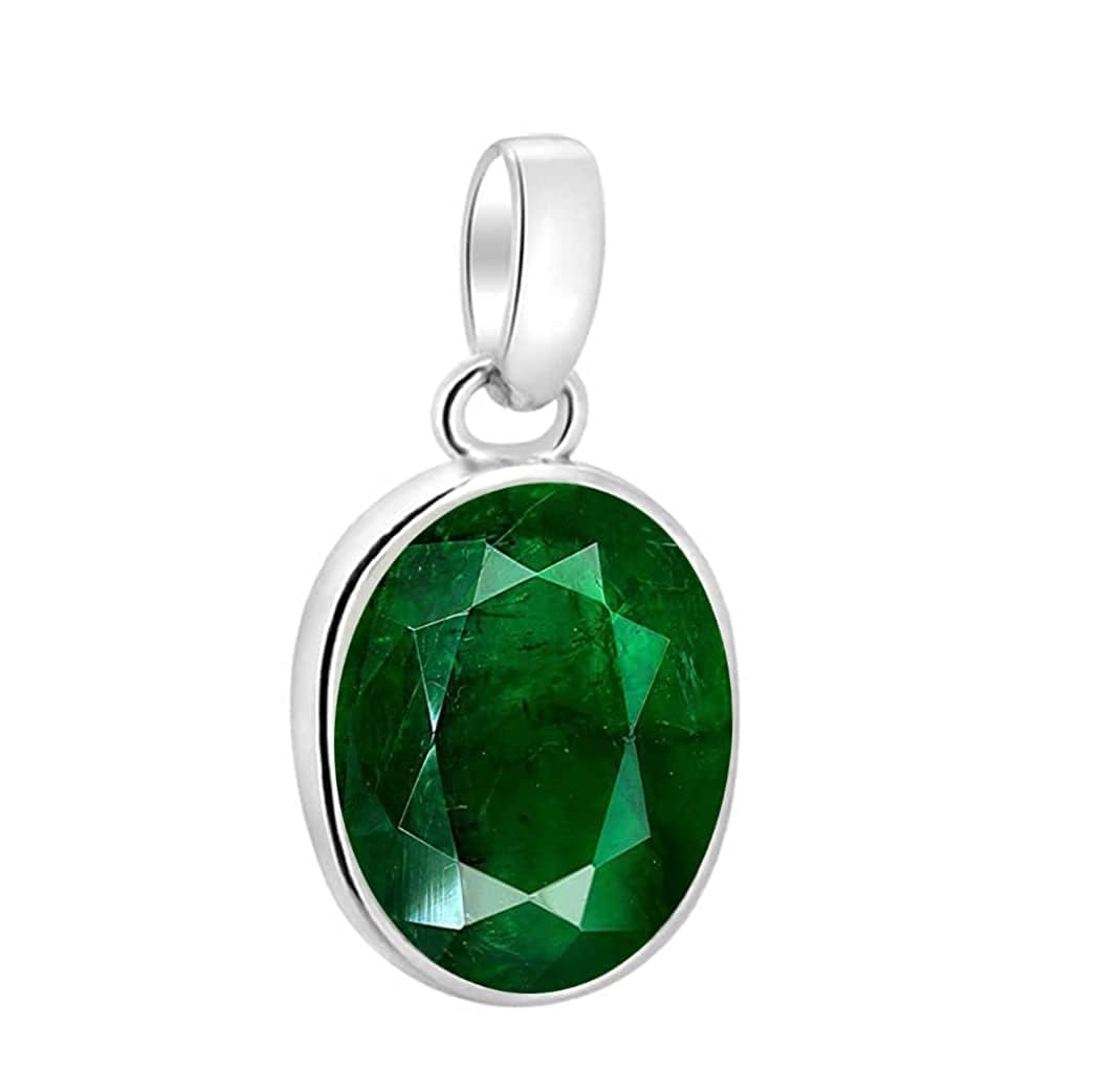 7.25 Ratti 6.90 Carat Natural Emerald Pendant Locket (Natural Panna/Panna Stone Pendant Locket) Original AAA Quality Gemstone Pendant for Men(Lab-Tested)