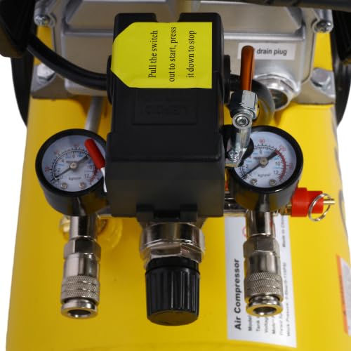 Amazon.com: Oil-Lubricated Air Compressor Tank Ultra Quiet Horizontal Tank  Adjustable Pressure with Built-in Wheel (3.5HP Portable 10 Gallons) : Tools  & Home Improvement