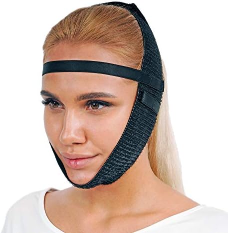 Post Surgery Chin Compression Garment, Chin Strap Band, Face Lift Kit, Chin Lift, Face Slimmer, Jowl Tightening (Black)