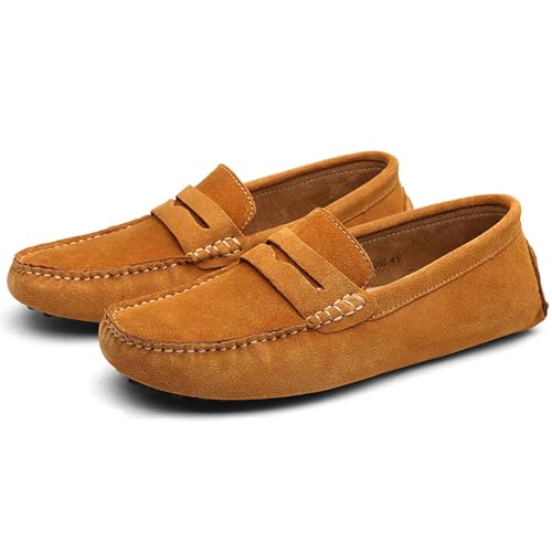Image of PPXID Men's Dress Loafers Slip On Casual Shoes Lightweight Soft Penny Loafers Suede Driving Boat Shoes Moccasins
