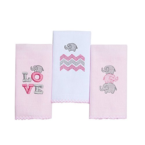 Babete para Bebê cores Bordados Karinho 40cm X 40cm contém 03 Un