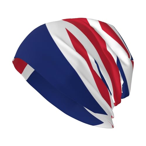 Chapeau tricoté sans bord noir bonnet chaud drapeau britannique