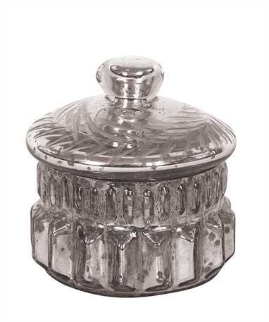 Antiqued Silver Mercury Glass Container with Lid - Set of 3