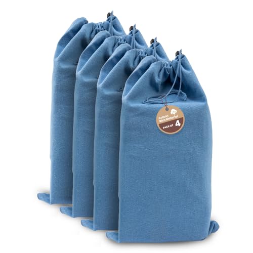Image of LFH Cotton Rich Shoe Storage Bags with Drawstring, Breathable Reusable Organizer, Perfect For Travel, Dorm, Hotel, College, Gym, Easy to Carry, Machine Washable 12 inchx17 inch (Pack of 4) - Sky Blue