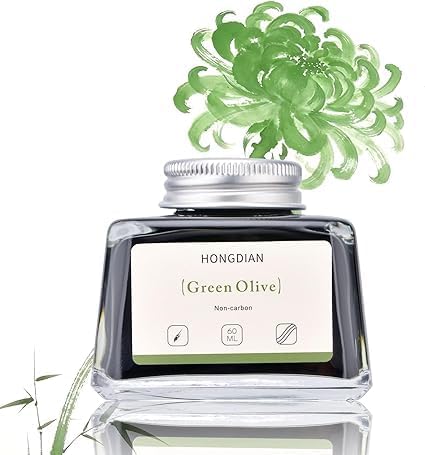 Image of HONGDIAN, Ink Bottle - Non Carbon | Green Olive | 60ml Premium Writing Ink.