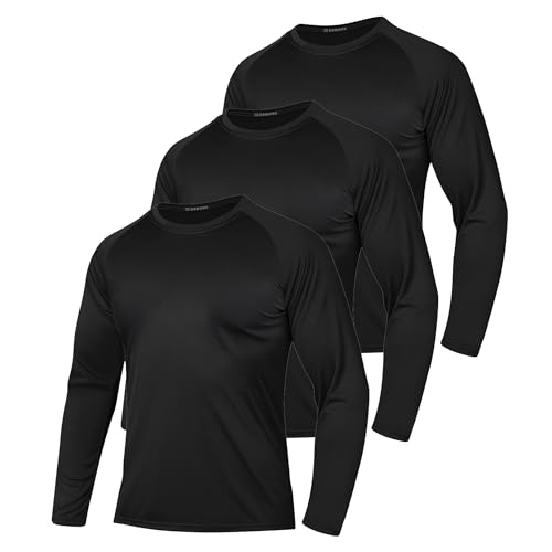 3 Pack Men Long Sleeve Shirts Moisture Wicking UPF Sun Protection Tee Quick Dry Workout T-Shirts Casual Running Shirt