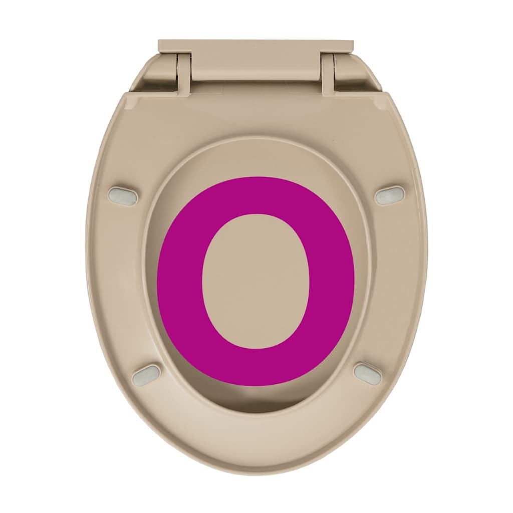Sedile WC beige ovale con chiusura rallentata e sgancio rapido in polipropilene per WC