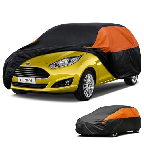 Image of GUNHYI Car Cover Custom Fit Ford Fiesta Waterproof All Weather for Automobiles, Lightweight Full Exterior Cover, Outdoor Rain Sun UV Dust Snow Wind Protection.