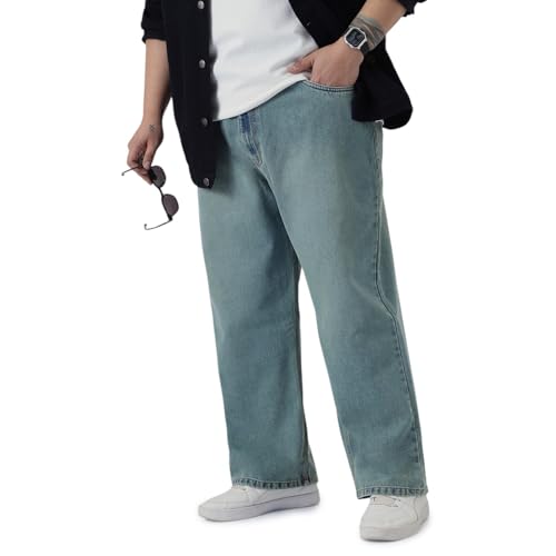 Image of Urbano Plus Men's Loose Baggy Fit Heavy Washed Jeans Non-Stretchable