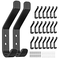 Josmimic Garderobenhaken 20-Stück, Kleiderhaken Schwarz zum Schrauben, Wandhaken für Akustikpaneele, Wandpaneele, Schlafzimmer, Wohnzimmer, Badezimmer, für Garderobe, Jacken, Metall 10CM