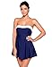 LookbookStore Women's Navy Blue Bow Swimdress Bandeau One-Piece Skirt Bathing Suit Swimsuit, Size XXL