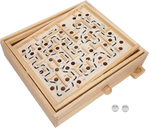 Syfunnyラビリンスゲーム 木製 迷路 ボール パズル ボードゲーム 教育 ブレイン ティーザーッール 子供用 大人用 [並行輸入品]