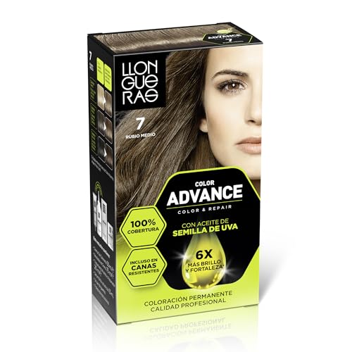 Llongueras Color Advance Tinte Pelo Mujer Coloración Permanente 100% Cobertura Incluso En Canas Resistentes - Tono 7 Rubio Medio