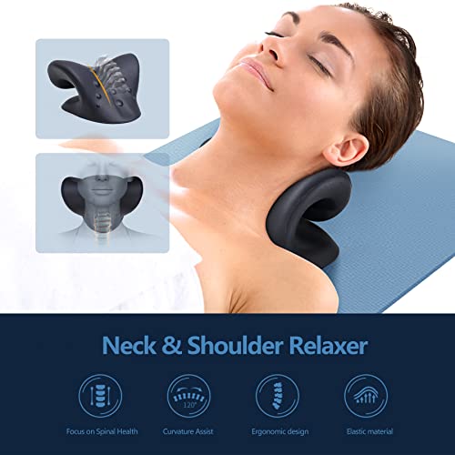 Image of Cozyhealth Neck Stretcher for Neck Pain Relief, Neck and Shoulder Relaxer Cervical Traction Device Pillow for TMJ Pain Relief and Muscle Relax, Cervical Spine Alignment Chiropractic Pillow (Black)
