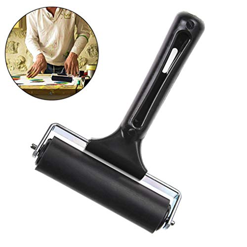 GuDoQi Gummiwalze, 2 Stück Andrückwalze (6 & 10 cm), Linoldruck Set für Druckgrafiken, Tapeten, Blockdruckstempeln, Anti-Rutsch-Klebeband, Bauwerkzeuge