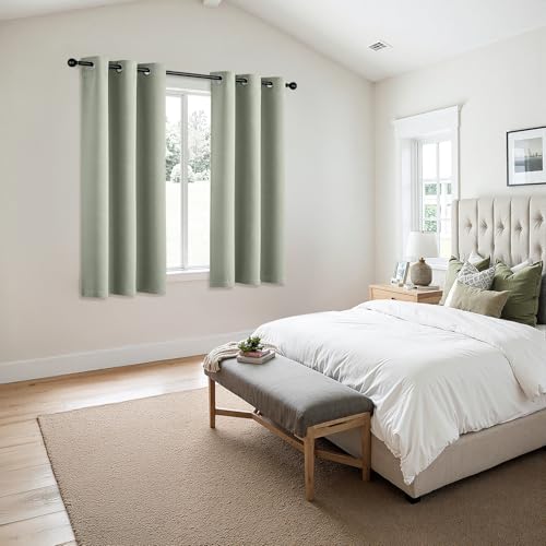 Image of MIULEE Blackout Curtains for Bedroom Living Room 2 Panels, Thermal Insulated Room Darkening Drapes Grommet Noise Reducing Light Blocking Window Treatments 54 Inches Long 34x54 Inch Sage Green